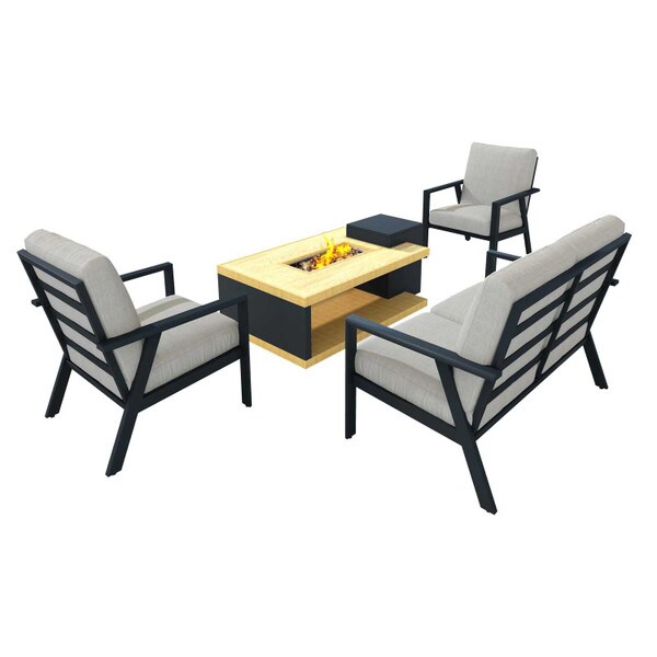 Sunbrella Patio Sofa Firepit Set